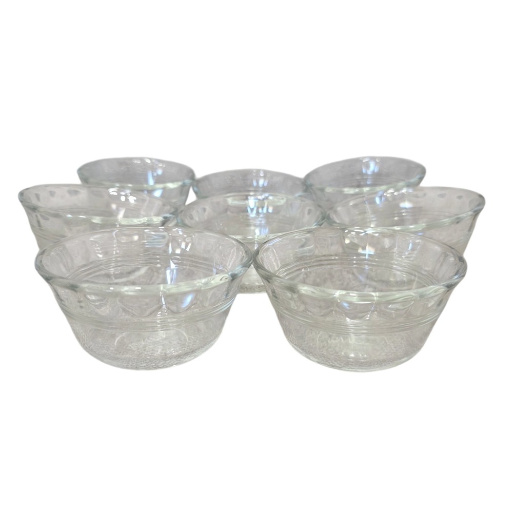 Pyrex Clear Glass Custard Cups Set of 8‎ 465 6 Oz Dessert Bowls USA Vintage